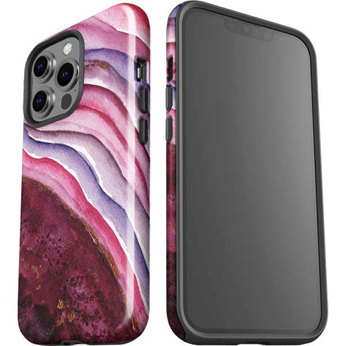 Plum Watercolor Geode iPhone 15 Pro Impact Case